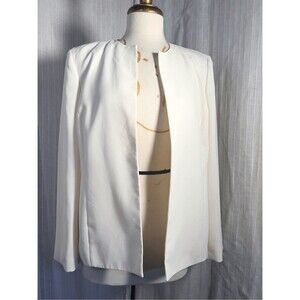 Le Suit Separates Blazer Women's Size 10 Lightweight Cream Thick Shoulder Jacket
